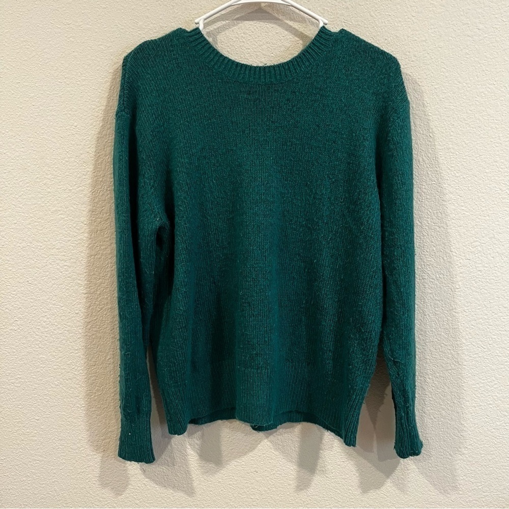 Halogen size medium green crewneck sweater with ribbon tie back